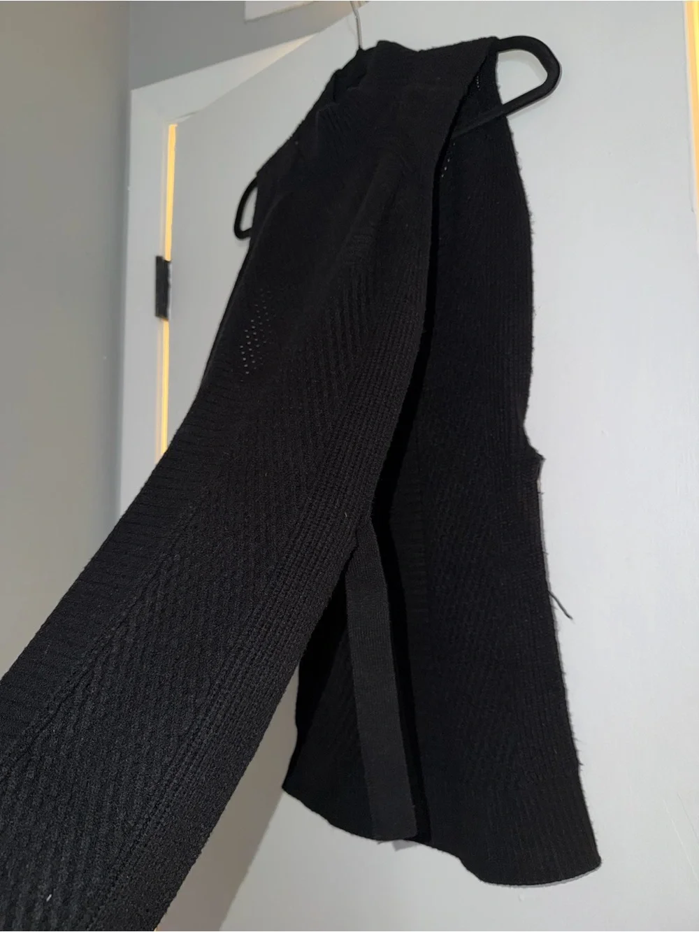 Black Knit Sleeveless Vest with Camel Belt Detail